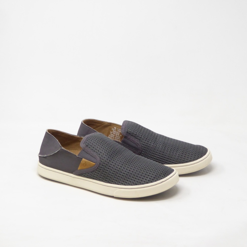 OluKai Womens Pehuea Slip On Shoes Charcoal Grey Mesh Size 8